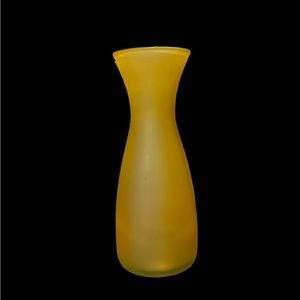 Vintage Yellow Satin Frosted Glass Vase 10.5" Mid Century Modern Flare Top